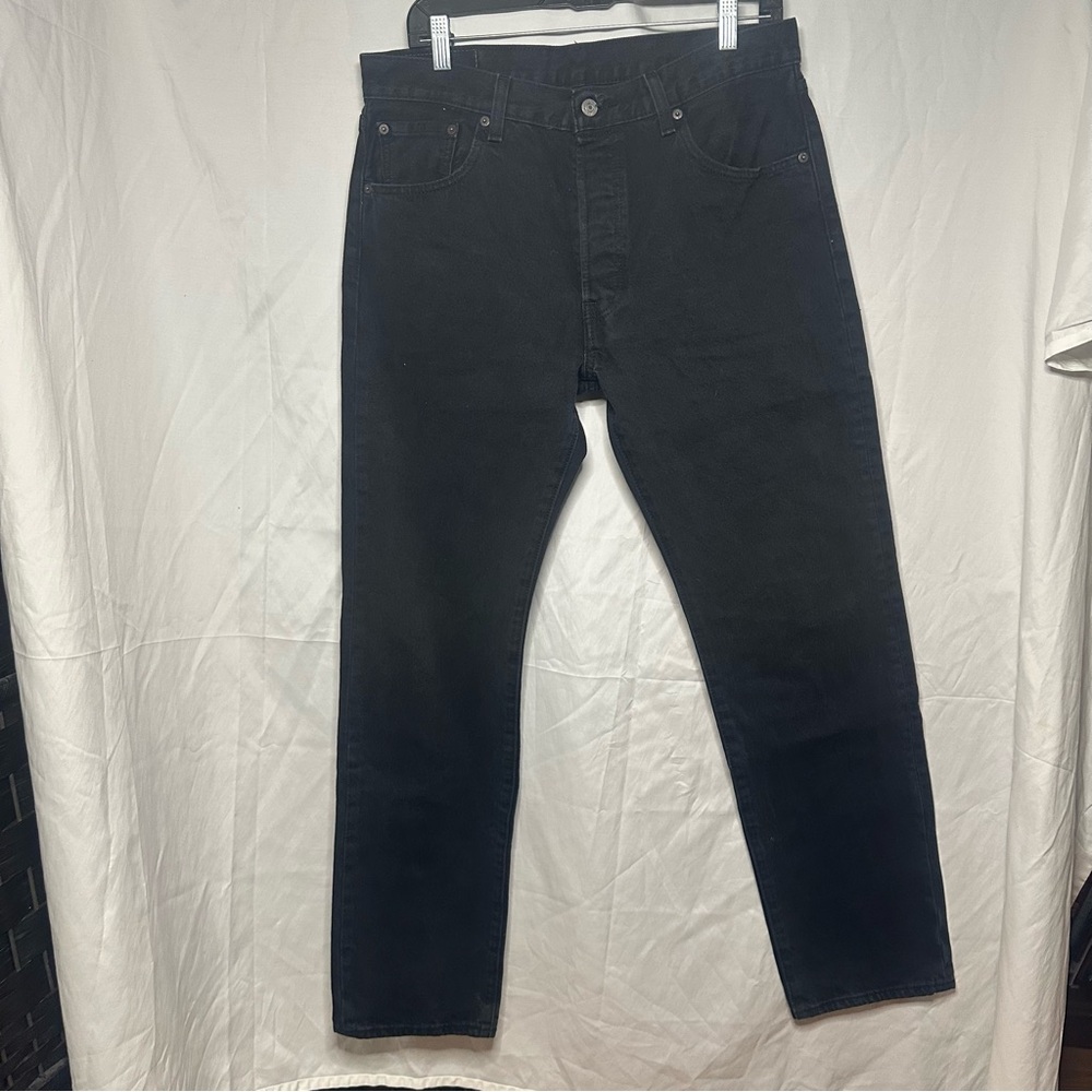 Levis Mens 501 Original Fit Black Jeans 34x34 Button Fly Cotton Denim 054
